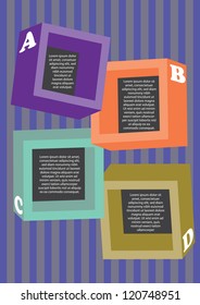 Your sample text in colored squares layout. Four squares in line background.