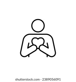 Your self care icon. Simple outline style. Love myself, hug, compassion, embrace my body, good and health life concept. Thin line symbol. Vector illustration isolated.