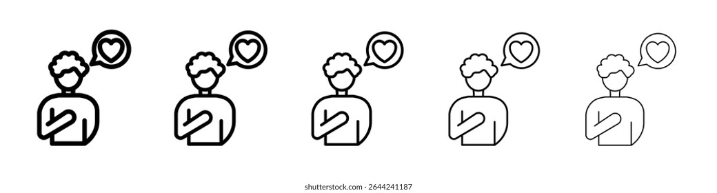 Your self care icon thin outline logo mark set