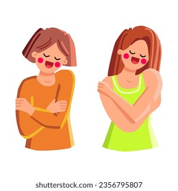 your self care vector. love woman, heart positive, body female your self care character. people flat cartoon illustration