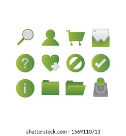 Your set of shiny button icons is ready. The green website navigation collection