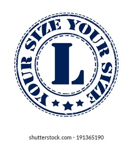 your size l grunge stamp with on vector illustration