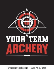 EL DISEÑO DE LA CAMISETA EN T DEL VECTOR DE ARQUERÍA DEL EQUIPO.