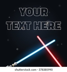 Your text here cover. Vector Illustration of light swords, Neon for design, 