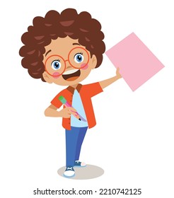 Your text here cute boy holding note paper