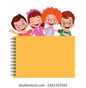 Your text here cute children holding note paper