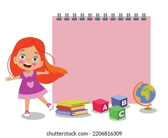Your text here cute girl holding note paper