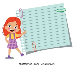 Your text here cute kid holding note paper