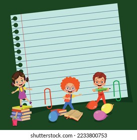 Your text here cute kid holding note paper