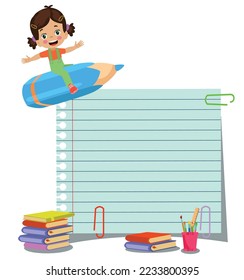 Your text here cute kids holding notepad and pen