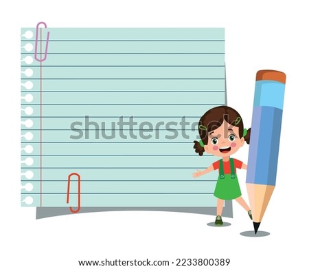 Your text here cute kids holding notepad and pen