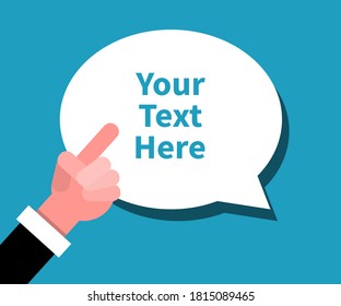 Your text here hand sign . Flat Cartoon Hands Concept. Vector Design Illustration.