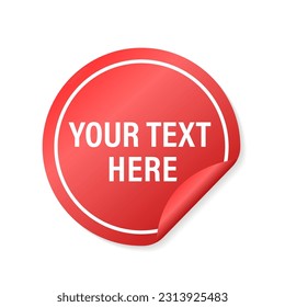 Your text here label. Red vector rubber print of Your text here tag with grunge texture. Sticker for the text. Vector illustration