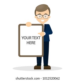Your text here. Man with empty text place.