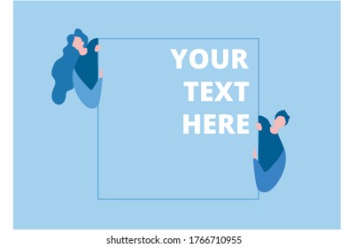 Your text here, man and woman banner. Vector illustration for web banner, infographics, mobile. 