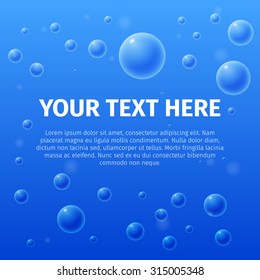 Your text here on vector bubble background, water text