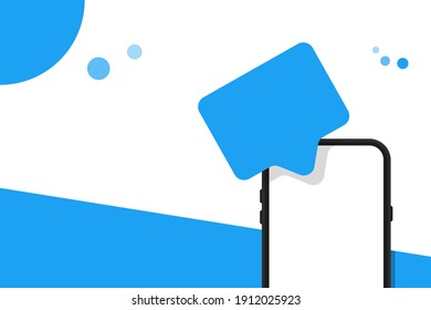 Your text here. Smartphone, abstract background. Vector in flat design