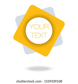 Your text here. Yellow  Minimal Pattern. Abstract Poster. Colorful Geometric Background.  3d Fluid Banner.