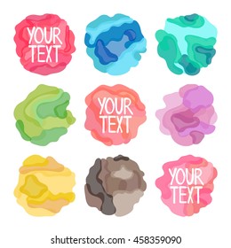 Your text. Stains and blots. Isolated vector objects on white background. Lettering.