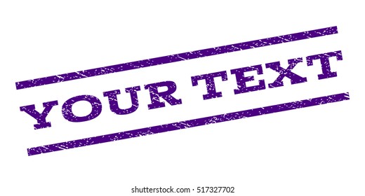 Your Text watermark stamp. Text caption between parallel lines with grunge design style. Rubber seal stamp with unclean texture. Vector indigo blue color ink imprint on a white background.