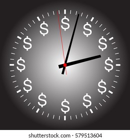Your time is money. vector on black background