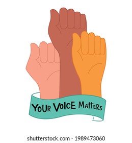 Your Vioce Matters Empowerment Diversity Handwritten Stock Vector ...