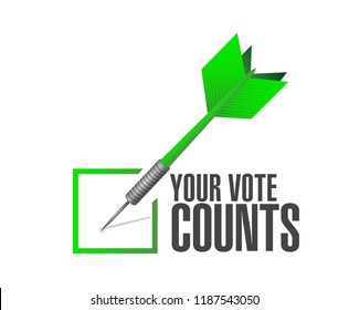 Your vote counts Approval check dart message concept illustration isolated over a white background