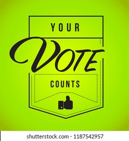 Your vote counts modern stamp message design isolated over a green background