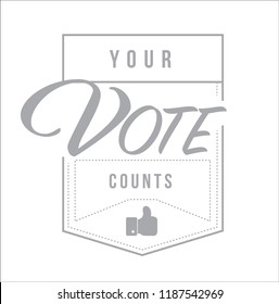 Your vote counts modern stamp message design isolated over a white background