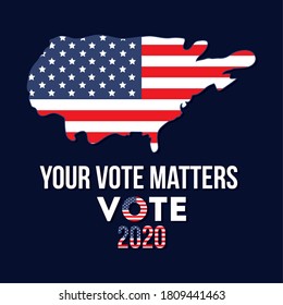 your vote matters 2020 with usa map design, President election government and campaign theme Vector illustration