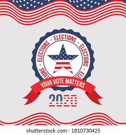 your vote matters 2020 with usa star in seal stamp design, President election government and campaign theme Vector illustration