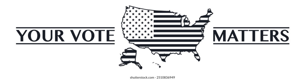 your vote matters sign on transparent background. USA map