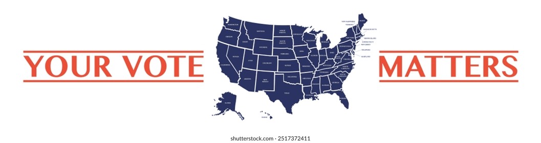 your vote matters sign on transparent background. USA map