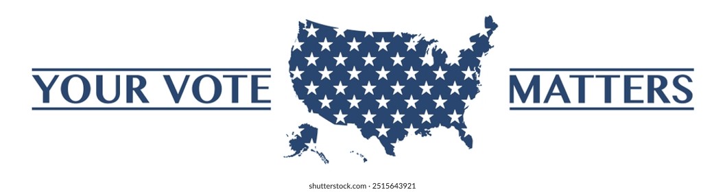 Your vote matters. USA flag colors and map. National campaign, vote for republicans or democrats, elections in USA. Democracy and patriotism. 