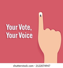 Tu Voto, Tu Texto De Voz Con Signo De Votación En Mano Contra Fondo Rojo Claro.