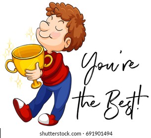 You're the Best winning trophy boy