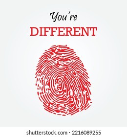 You're different text with human finger print