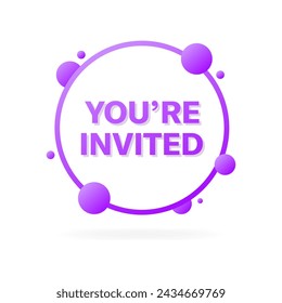 You're invited banner. Flat style. Vector icon