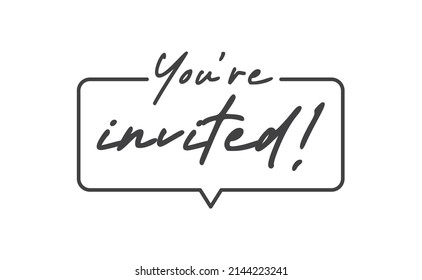 Estás invitado. Mensaje con letras caligráficas. Diseño de tarjeta de invitación.