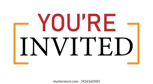 You're invited. Calligraphy lettering message. Invitation card design. Vector illustration. Eps file 319.