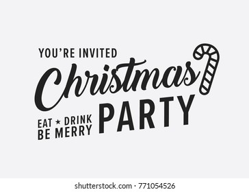 You're Invited Christmas Party Eat Drink Be Merry Vector Text Background - Shutterstock ID 771054526