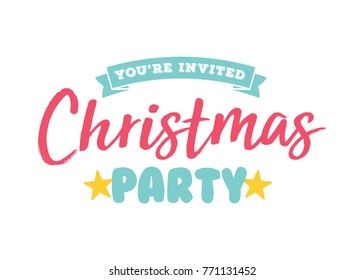 You're Invited Christmas Party Eat Drink Be Merry Vector Text Background
