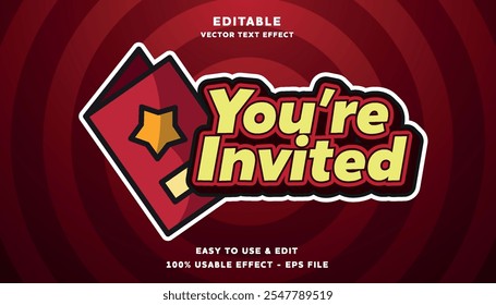 you're invited editable text effect with modern and simple style
