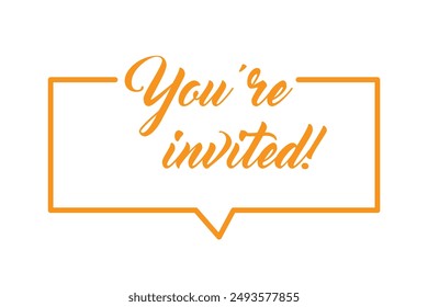 You're invited! Elegant black calligraphy. Hand drawn vector linear lettering. Invitation for weddings birthday and holiday events.