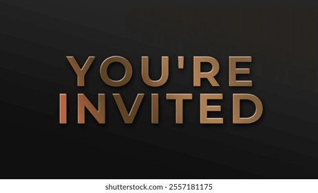 You're invited - hand lettering phrase. Calligraphic vector hand drawn text isolated on white background. You are invited text on copper. Invitation card design.