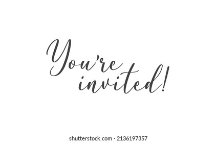 Youre Invited Handwritten Style Typography Message Stock Vector ...