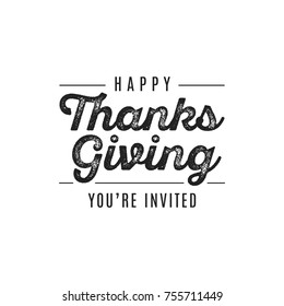 You're Invited, Happy Thanksgiving Text, Thanksgiving Dinner, Holiday Invitation, Holiday Vector Illustration Background