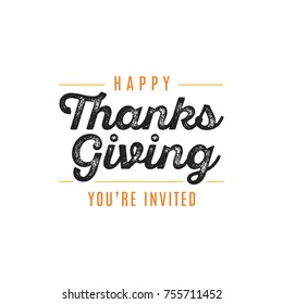 You're Invited, Happy Thanksgiving Text, Thanksgiving Dinner, Holiday Invitation, Holiday Vector Illustration Background