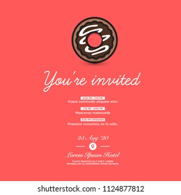 You're Invited Invitation Card with Sweet Donut Vector Illustration