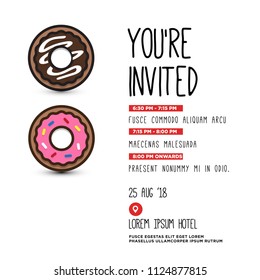 You're Invited Invitation Card with Sweet Donut Vector Illustration